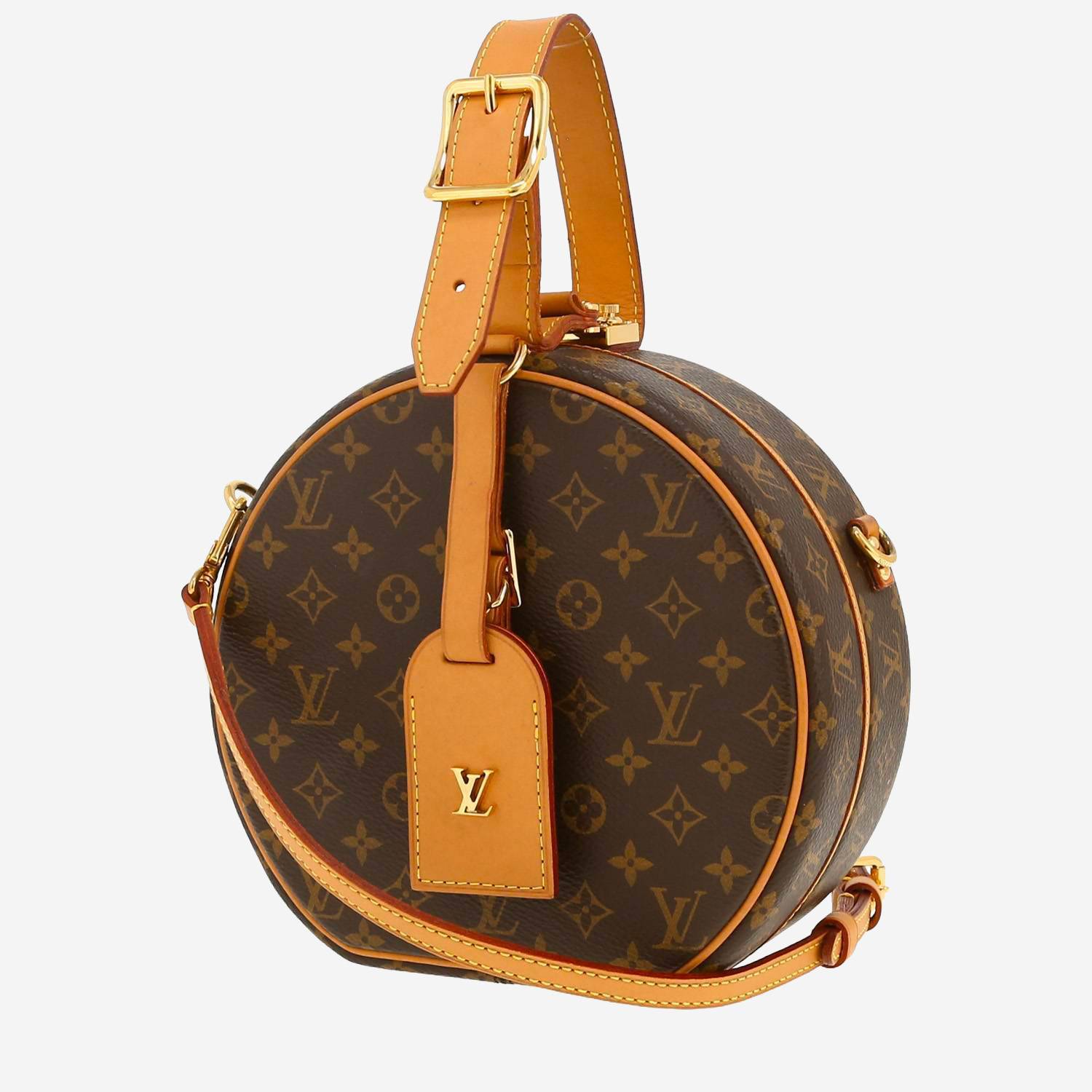 Bolso de mano Louis Vuitton  Petite boîte chapeau en lona Monogram y cuero natural