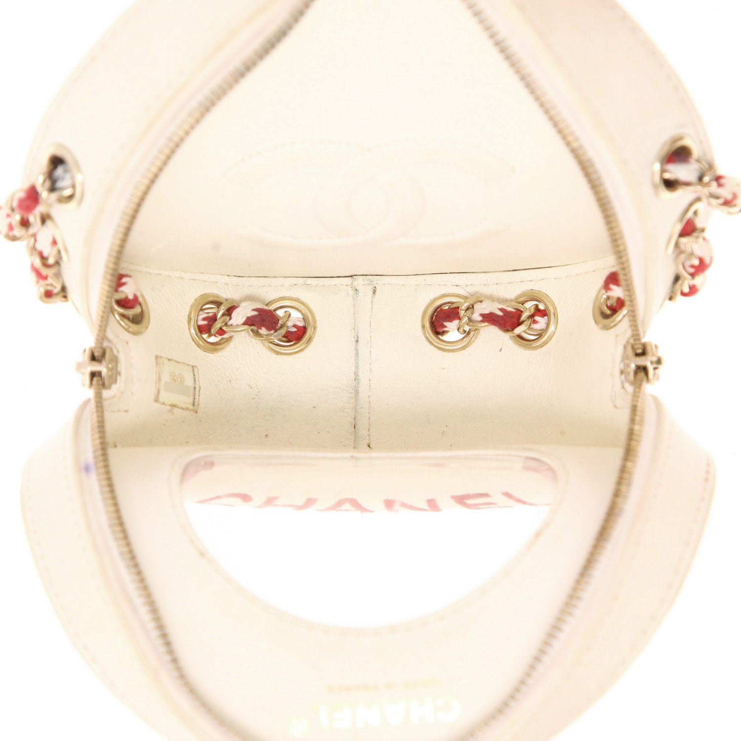 Sac bandoulière Chanel Editions Limitées en cuir blanc et rouge - Detail D3