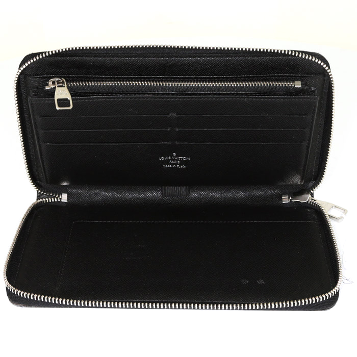 Portefeuille Louis Vuitton Organizer en toile damier gris Graphite et cuir noir - Detail D2