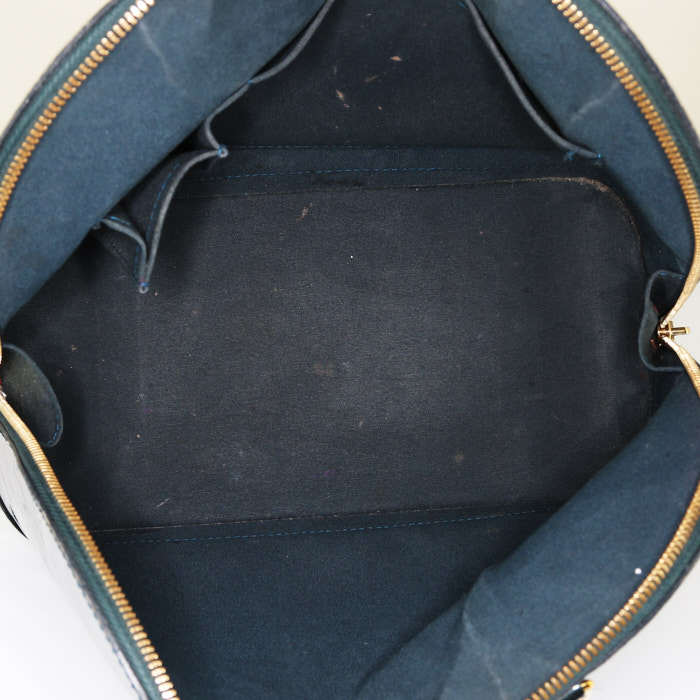 Louis Vuitton Alma small model handbag in dark blue monogram patent leather - Detail D2