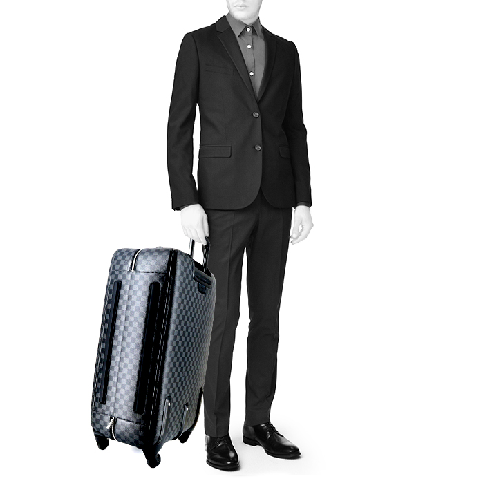 Louis Vuitton Horizon 70 suitcase in damier graphite canvas and black leather - Detail D1