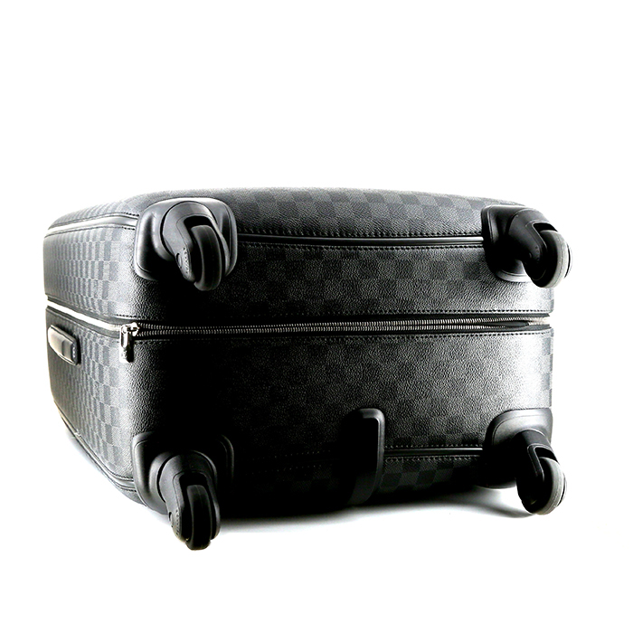 Louis Vuitton Horizon 70 suitcase in damier graphite canvas and black leather - Detail D5