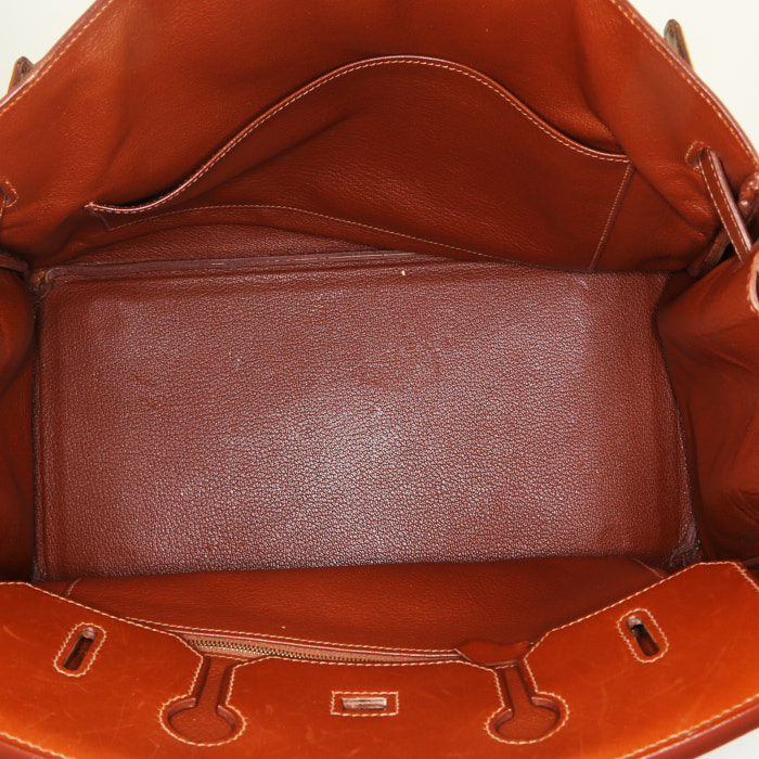Borsa Hermès  Birkin 35 cm in pelle box color cognac - Detail D2
