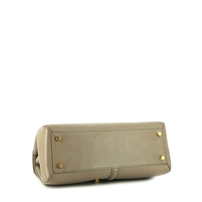 Borsa da spalla o a mano Celine 16 in pelle martellata beige - Detail D5