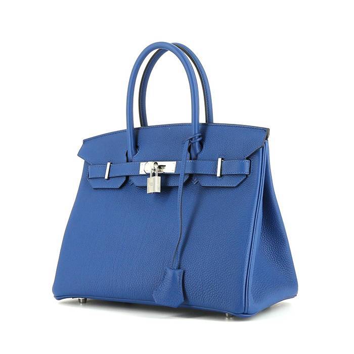 Hermes Birkin 30 cm handbag in Bleu France togo leather - 00pp