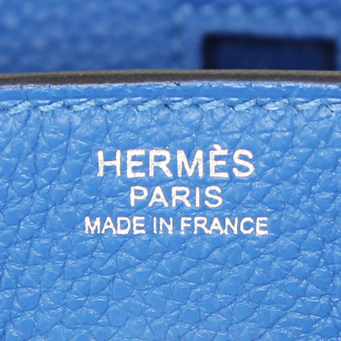 Hermes Birkin 30 cm handbag in Bleu France togo leather - Detail D3