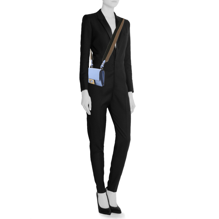Borsa a tracolla Fendi Baguette in pelle blu - Detail D1