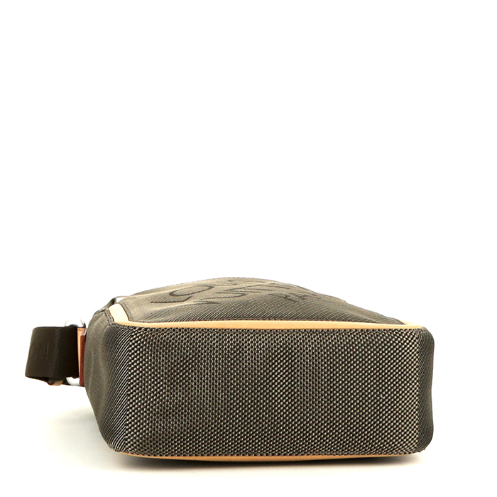 Louis Vuitton Geant Citadin shoulder bag in grey-beige monogram canvas and natural leather - Detail D4