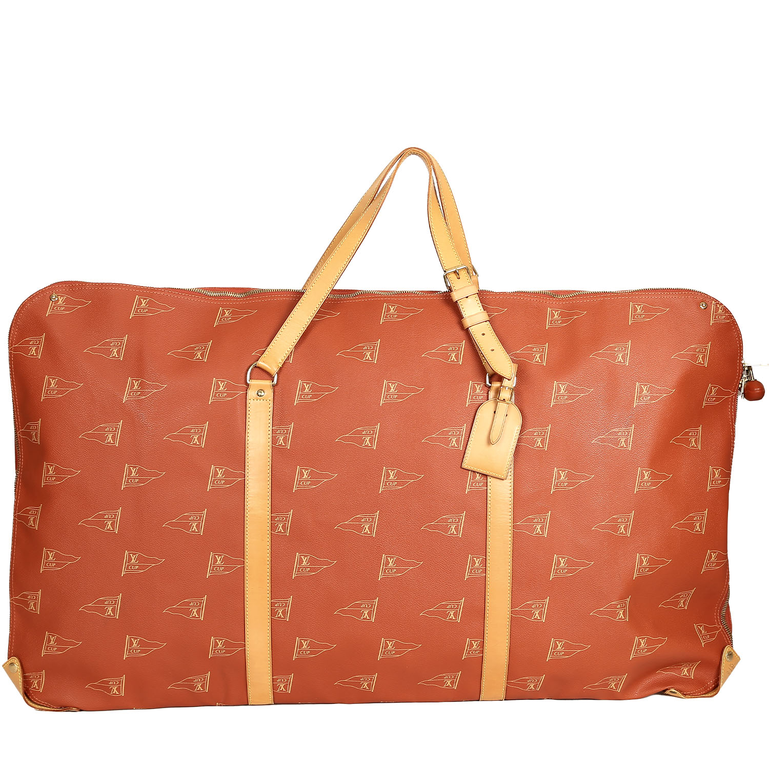 Porte-habits Louis Vuitton America's Cup en toile monogram rouge et cuir naturel - Detail D1