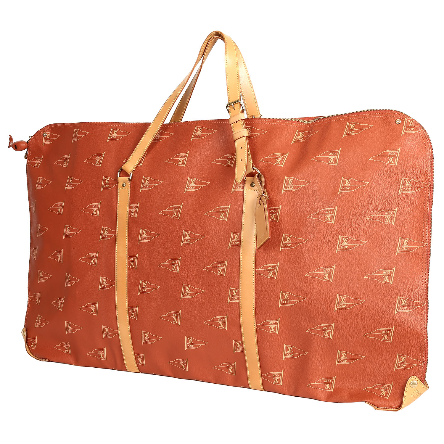 Porte-habits Louis Vuitton America's Cup en toile monogram rouge et cuir naturel - Detail D2