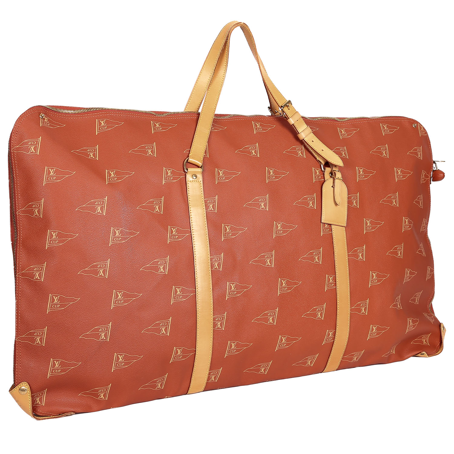 Porte-habits Louis Vuitton America's Cup en toile monogram rouge et cuir naturel - Detail D3