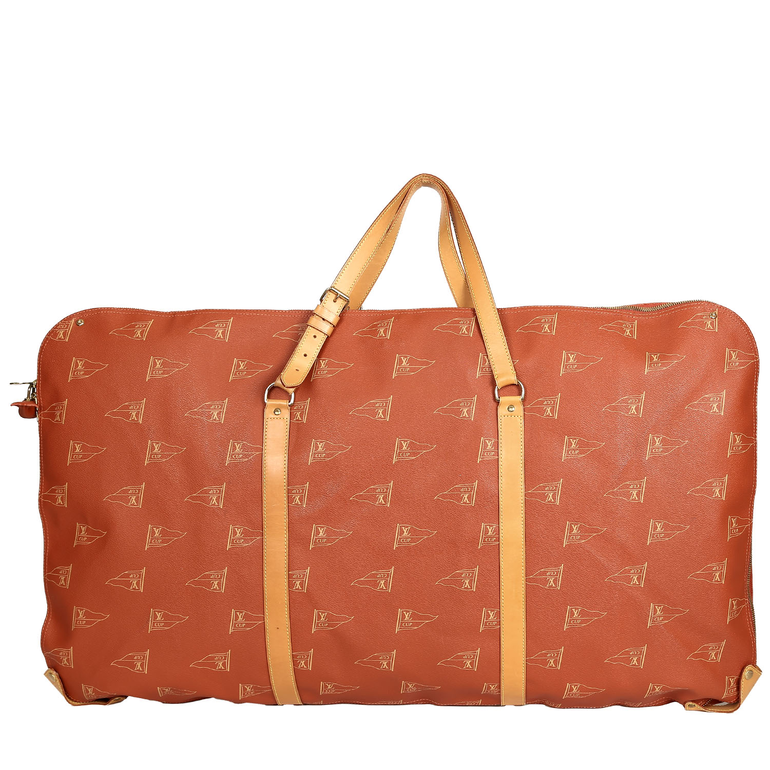 Porte-habits Louis Vuitton America's Cup en toile monogram rouge et cuir naturel - Detail D4