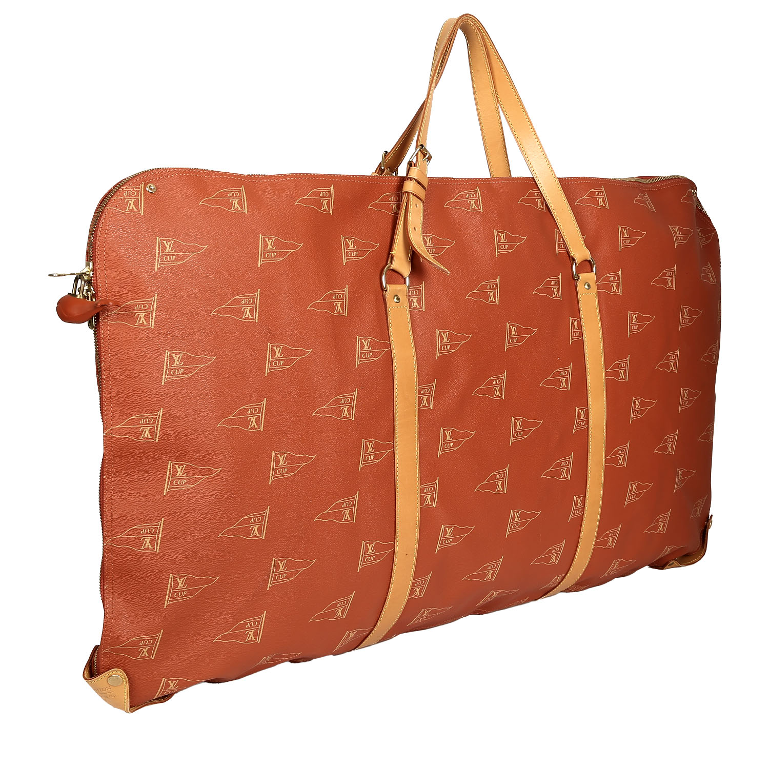 Porte-habits Louis Vuitton America's Cup en toile monogram rouge et cuir naturel - Detail D5
