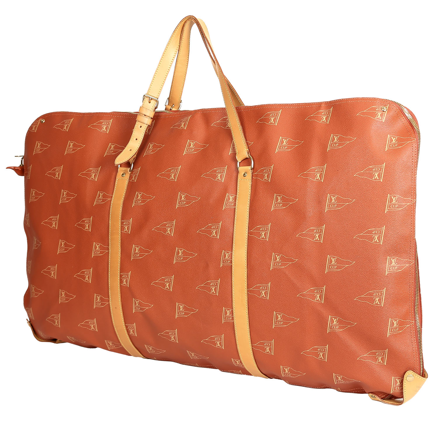 Porte-habits Louis Vuitton America's Cup en toile monogram rouge et cuir naturel - Detail D6