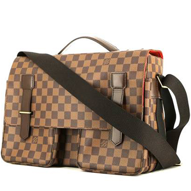 Borsa Louis Vuitton Hampstead in tela a scacchi ebana e pelle marrone