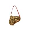 Sac Dior Saddle en poulain léopard et cuir rouge - 00pp thumbnail