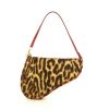 Sac Dior Saddle en poulain léopard et cuir rouge - 360 thumbnail