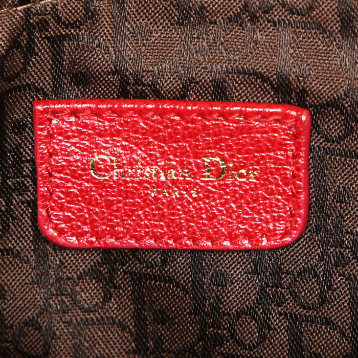 Bolso Dior Saddle en piel de potro leoparda y cuero rojo - Detail D3