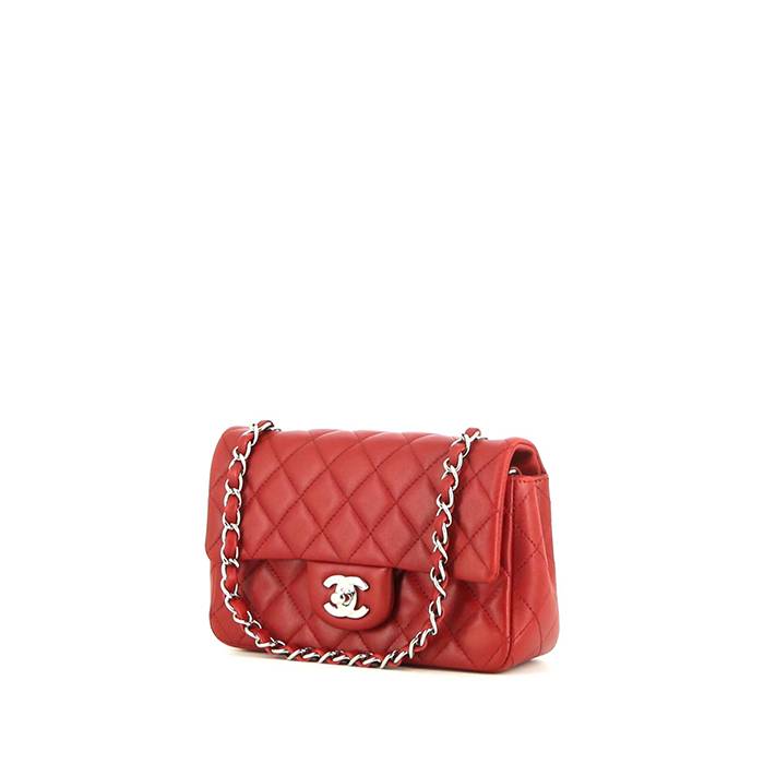 Chanel Mini Timeless handbag in red quilted leather - 00pp