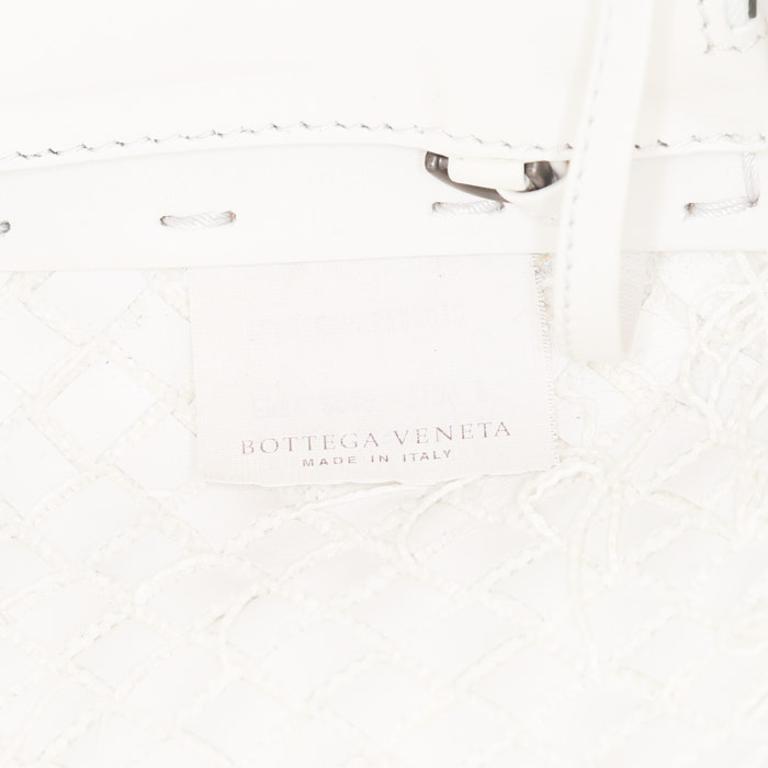 Shopping bag Bottega Veneta in pelle intrecciata bianca - Detail D3