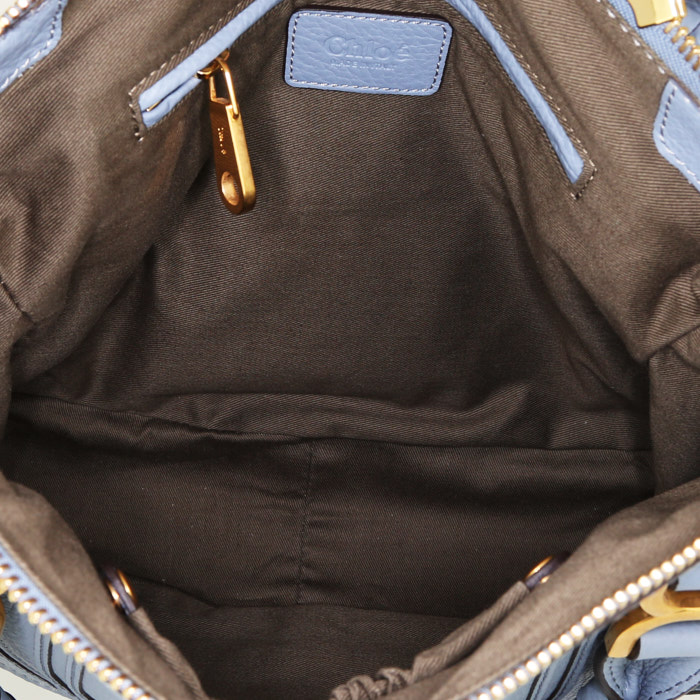 Sac à main Chloé Marcie en cuir grainé bleu - Detail D3