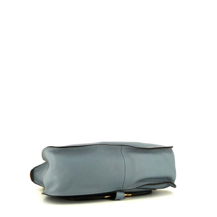Bolso de mano Chloé Marcie en cuero granulado azul - Detail D5