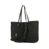 Saint Laurent Cabas YSL shopping bag in black raphia and black leather - 00pp thumbnail