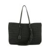 Shopping bag Saint Laurent Cabas YSL in rafia nera e pelle nera - 360 thumbnail