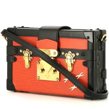 Louis Vuitton Petite Malle trunk in orange epi leather and black leather