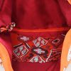 Borsa a tracolla Hermès Silk City in seta arancione con motivo e pelle Barenia - Detail D2 thumbnail