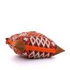 Hermès Silk City shoulder bag in orange silk and Barenia leather - Detail D4 thumbnail