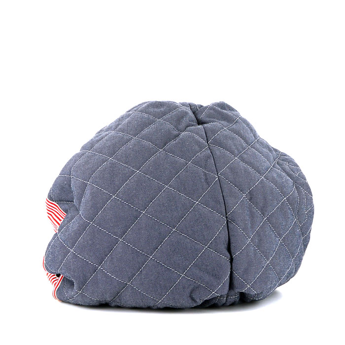 Sac à main Chanel Coco Mark Tote en toile blanche et rouge et toile denim bleue - Detail D4