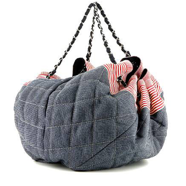 Bolso de mano Chanel Coco Mark Tote en lona blanca y roja y lona denim azul