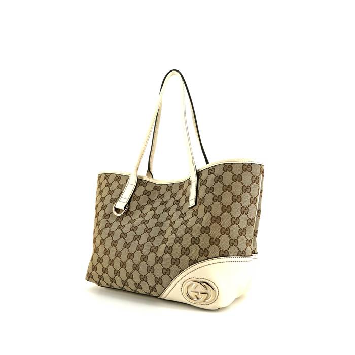 Gucci Shopping Bag in Beige sûpreme GG Canvas and White Leather