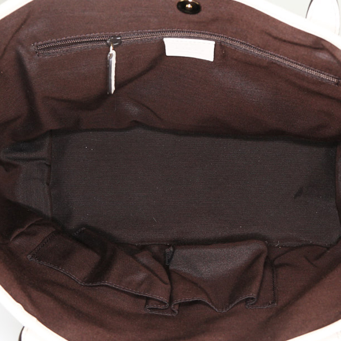 Sac cabas Gucci en toile sûpreme GG beige et cuir blanc - Detail D2