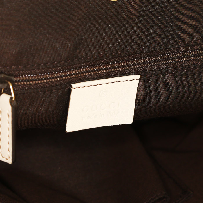 Bolso Cabás Gucci en tejido "sûpreme GG" beige y cuero blanco - Detail D3