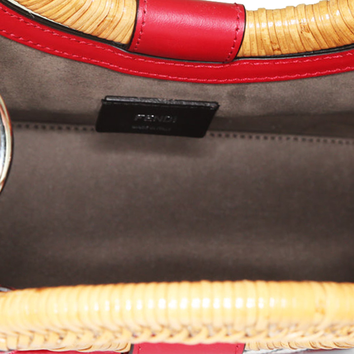 Fendi Runaway shoulder bag in red, white and black canvas and red leather - Detail D3