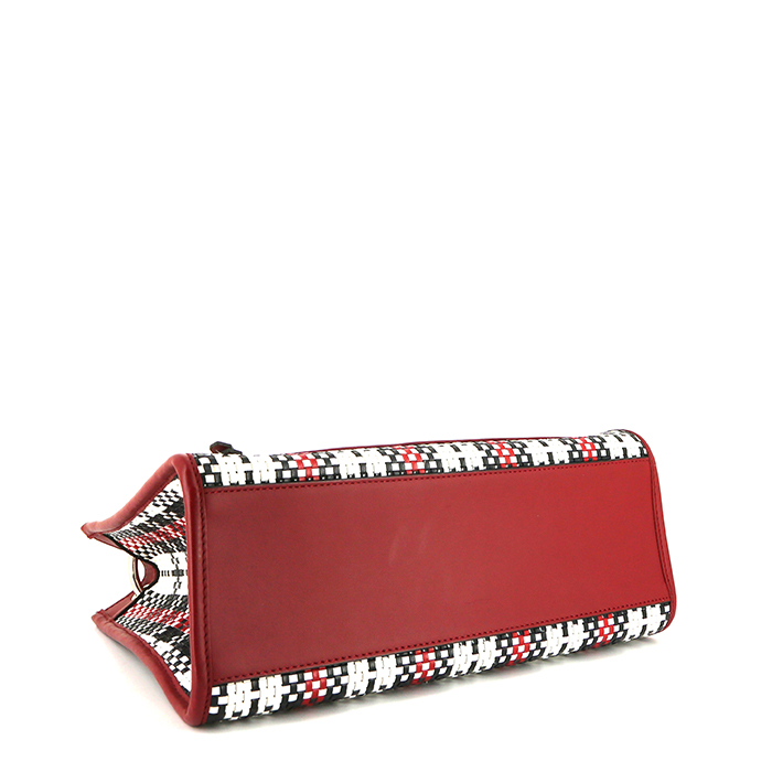 Bolso bandolera Fendi Runaway en lona roja, blanca y negra y cuero rojo - Detail D5