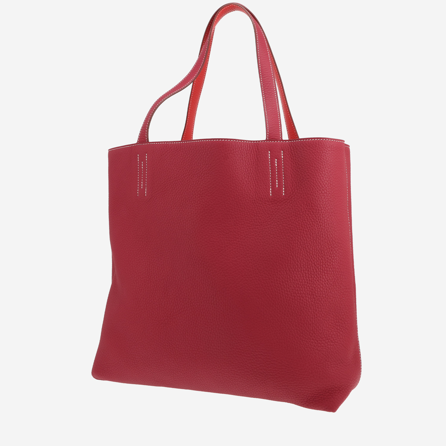 Hermès Double Sens shopping bag in pink Rubis and Bougainvillea bicolor togo leather