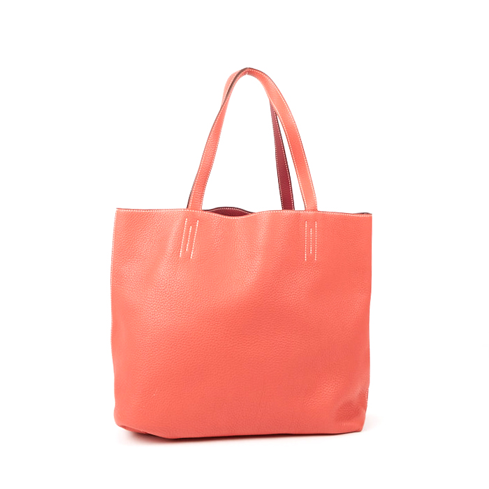 Hermès  Double Sens shopping bag  in pink Rubis and Bougainvillea bicolor  togo leather - Detail D2