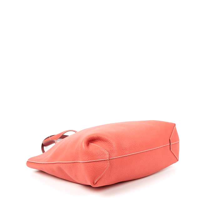Shopping bag Hermès  Double Sens in pelle togo bicolore rosa Rubis e Bougainvillea - Detail D3