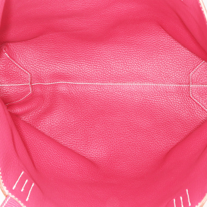 Bolso Cabás Hermès Double Sens en cuero togo bicolor rosa Rubis y Bougainvillea - Detail D4