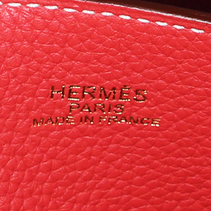 Bolso Cabás Hermès Double Sens en cuero togo bicolor rosa Rubis y Bougainvillea - Detail D5