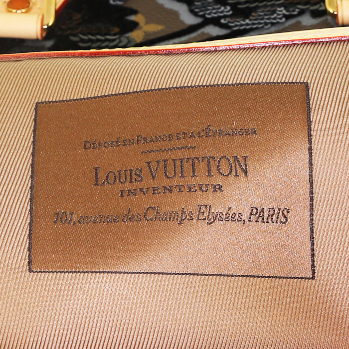 Louis Vuitton Speedy Editions Limitées Fleurs de Jais handbag in brown monogram canvas and natural leather - Detail D3