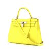 Hermès Kelly 28 cm handbag in yellow Lime epsom leather - 00pp thumbnail