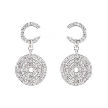 Paire de pendants d'oreilles semi-articulée Bulgari Astrale en or blanc et diamants