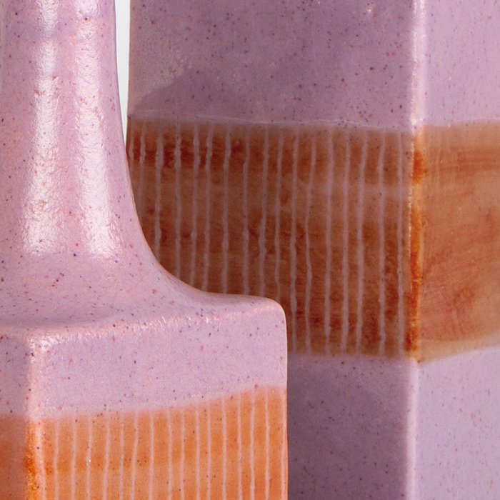 Bruno Gambone, a rare set of three bottles vases, in enamelled sandstone, signed, around 1969/1979 - Detail D1