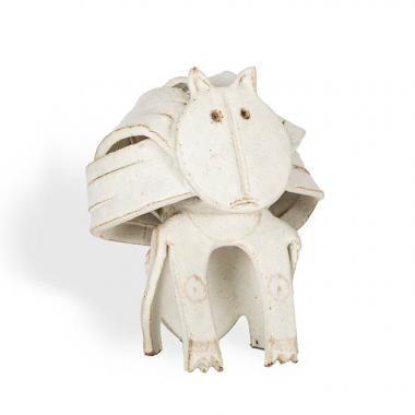 Bruno Gambone, "Lion", sculpture en grès émaillé, signée, des années 1970/80
