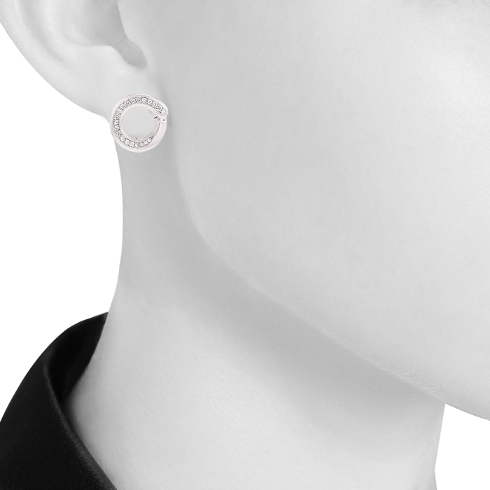 Paire de boucles d'oreilles H. Stern en or blanc brossé et diamants - Detail D1