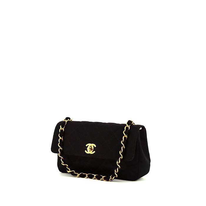 Chanel Mini Timeless shoulder bag in black quilted canvas - 00pp